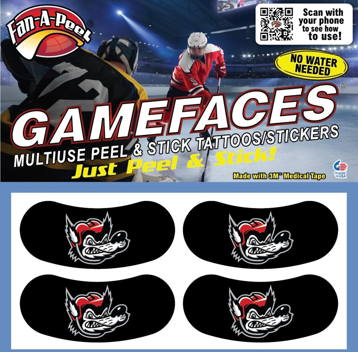 Gameface 4pc Peel & Stick Tattoo Sticker Sheet