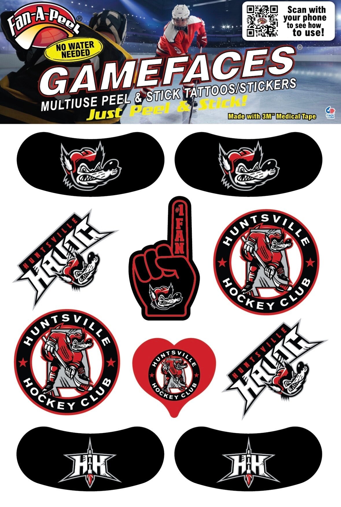 Gameface 10pc Peel & Stick Tattoo Sticker Sheet