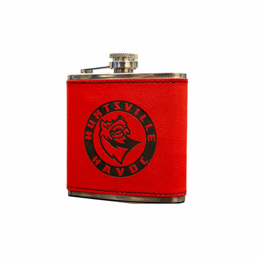Red Classic Leatherette Stainless Steel Flask