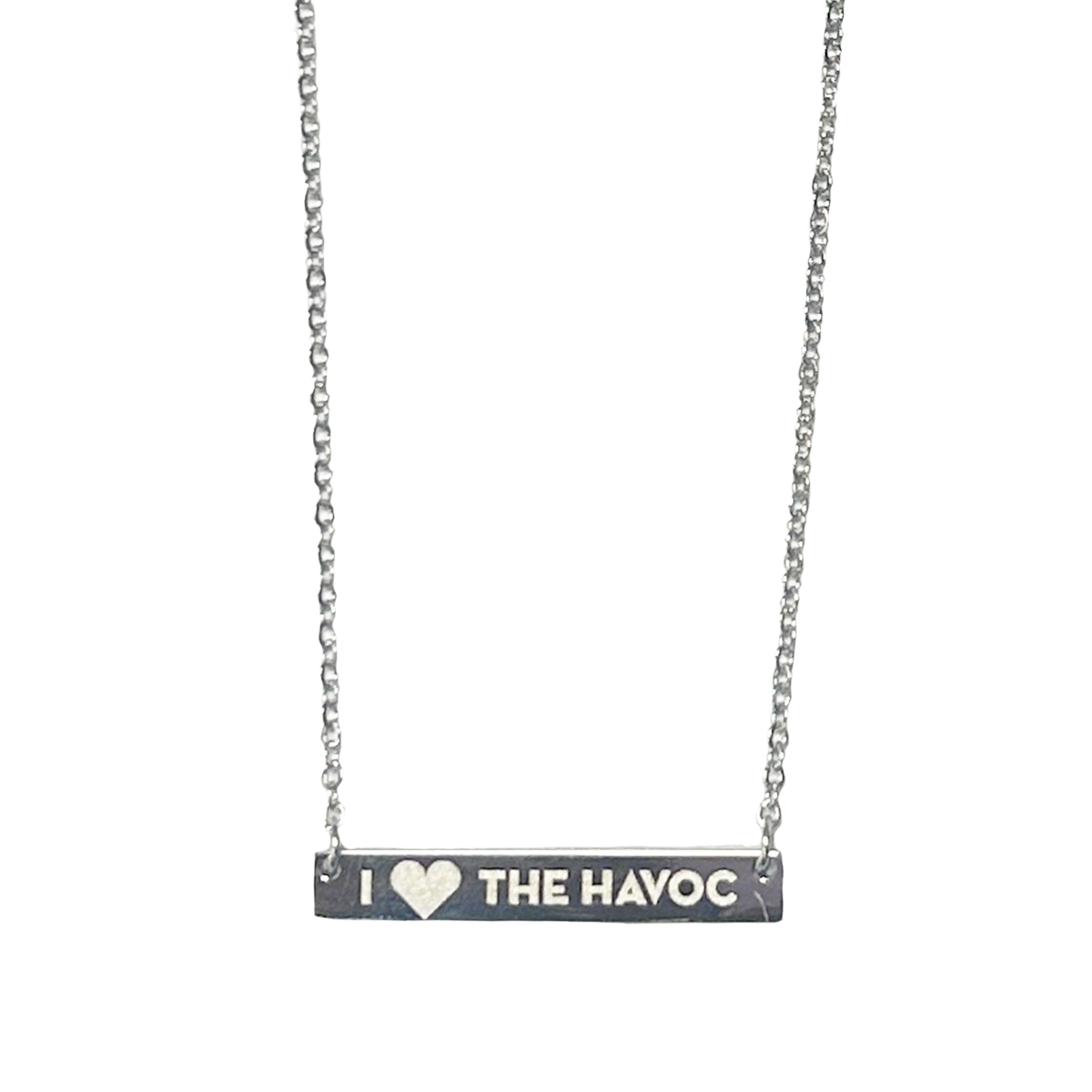 I Heart The Havoc Silver Bar Necklace